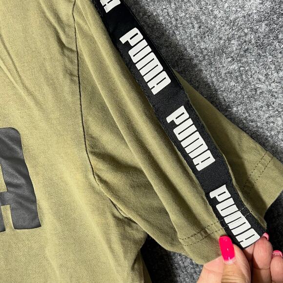 Puma Casual Tee T-Shirt Womens Size Small Green Spellout Logo Classic Streetwear - Picture 4 of 9